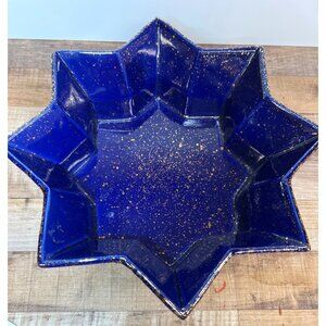 Partylite Bowl Navy Blue with Gold Splatter Radiant Star Bowl/Dish